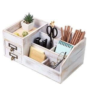 Rustic Wooden Desk Organizer with Drawers