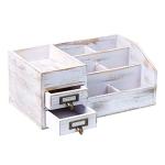 Rustic Wooden Desk Organizer with Drawers