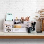 Rustic Wooden Desk Organizer with Drawers