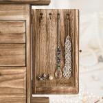 Rustic Wooden Jewelry Box with Mirror and Layers