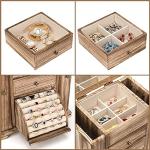 Rustic Wooden Jewelry Box with Mirror and Layers