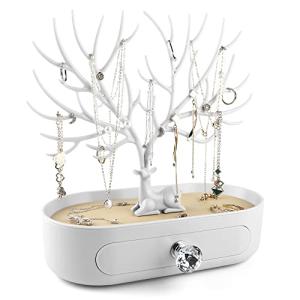Antlers Jewelry Display Stand with Drawer and Crystal Handle