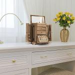 Rustic Wooden Jewelry Box with Mirror and Layers