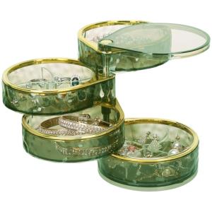 Rotating 4-Layer Clear Jewelry Organizer Box