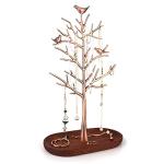 Retro Tree Jewelry Rack with Wooden Tray