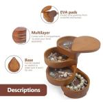 JSVER Portable Wooden Jewelry Organizer Box