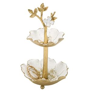 Gold Metal Tree Jewelry Holder with Ring Tray