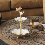 Gold Metal Tree Jewelry Holder with Ring Tray