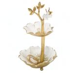 Gold Metal Tree Jewelry Holder with Ring Tray