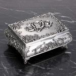 Vintage Metal Jewelry Box for Rings and Earrings