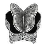 Butterfly-Shaped Antique Metal Jewelry Organizer Box