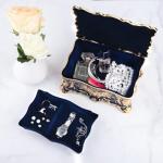 Vintage Two-Tier Rectangle Jewelry Box - Blue