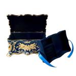 Vintage Two-Tier Rectangle Jewelry Box - Blue