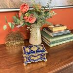 Vintage Two-Tier Rectangle Jewelry Box - Blue