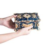 Vintage Two-Tier Rectangle Jewelry Box - Blue