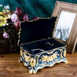 Vintage Two-Tier Rectangle Jewelry Box - Blue