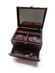 Vintage Wooden Jewelry Box with Mirror