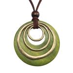 Joymiao Boho Leather Necklace with Wooden Pendant