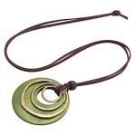 Joymiao Boho Leather Necklace with Wooden Pendant