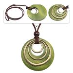 Joymiao Boho Leather Necklace with Wooden Pendant