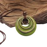 Joymiao Boho Leather Necklace with Wooden Pendant