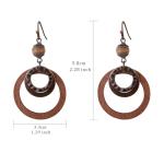 Boho Wooden Dangle Earrings with Copper Details