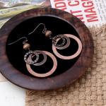 Boho Wooden Dangle Earrings with Copper Details