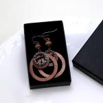 Boho Wooden Dangle Earrings with Copper Details