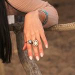 Bohemian Turquoise Flower Knuckle Cuff Ring