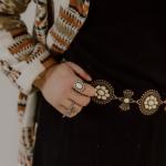 Bohemian Turquoise Flower Knuckle Cuff Ring