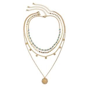Gold Layered Turquoise Multi-Layer Necklace for Women