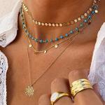 Gold Layered Turquoise Multi-Layer Necklace for Women
