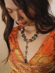 Layered Y-Shaped Retro Stone Necklace for Women