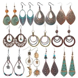 11 Pairs Boho Vintage Drop Dangle Earrings Set