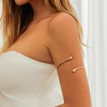 Gold Adjustable Arm Cuff Bracelet for Women