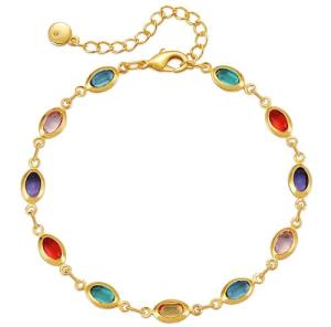 18K Gold Plated Boho Anklet with Multicolor Crystals