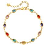 18K Gold Plated Boho Anklet with Multicolor Crystals