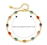 18K Gold Plated Boho Anklet with Multicolor Crystals