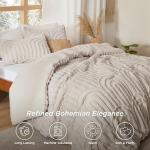 Beige Boho Tufted Queen Comforter Set, 3 Pieces