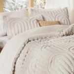 Beige Boho Tufted Queen Comforter Set, 3 Pieces