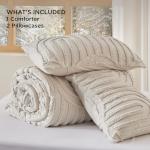 Beige Boho Tufted Queen Comforter Set, 3 Pieces