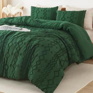 Emerald Green Boho King Comforter Set, 3 Pieces