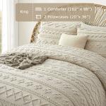 Beige King Comforter Set with Tufted Geometry