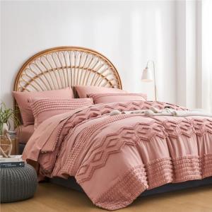 Blush Pink 7-Piece Full Tufted Comforter Set