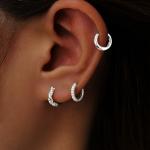 Sterling Silver Huggie Hoop Earrings Set for Women