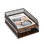 Vintage Wood and Metal Letter Trays Set of 2