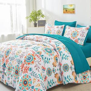 Boho Floral Queen Comforter Set - 7 Pieces