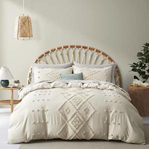 Soft Boho Tufted Queen Duvet Cover Set