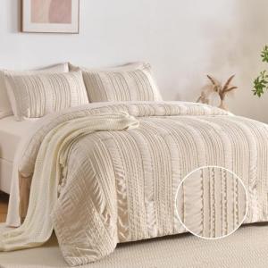 Beige Tufted Queen Comforter Set - 7 Pieces