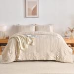 Beige Tufted Queen Comforter Set - 7 Pieces